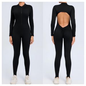 Jumpsuit with Open Back Zipper Front