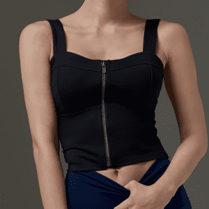 Sports tank tops front zipper