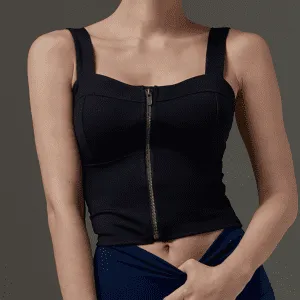 Sports tank tops front zipper